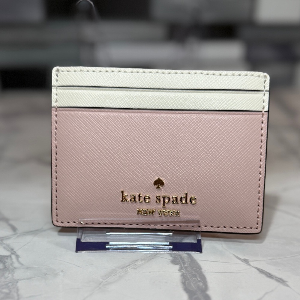 Kate Spade Pink & Cream Leather Card Holder NWT